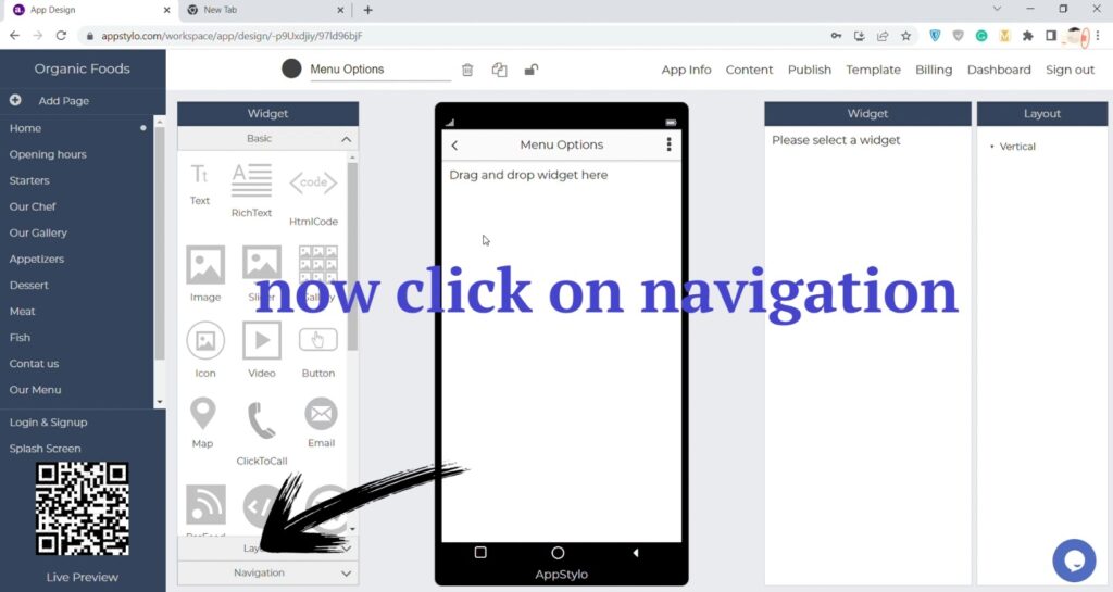 click on navigation