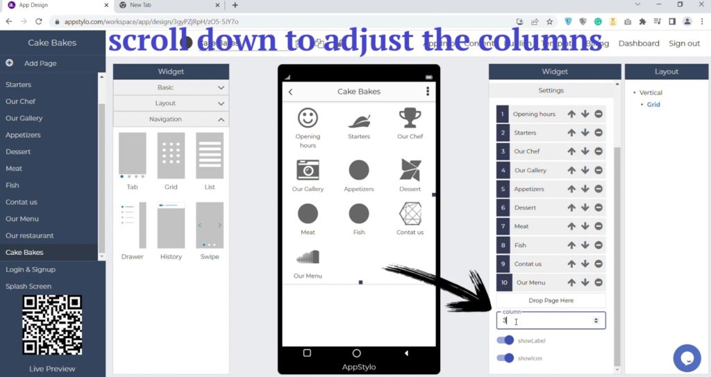 columns grid nav