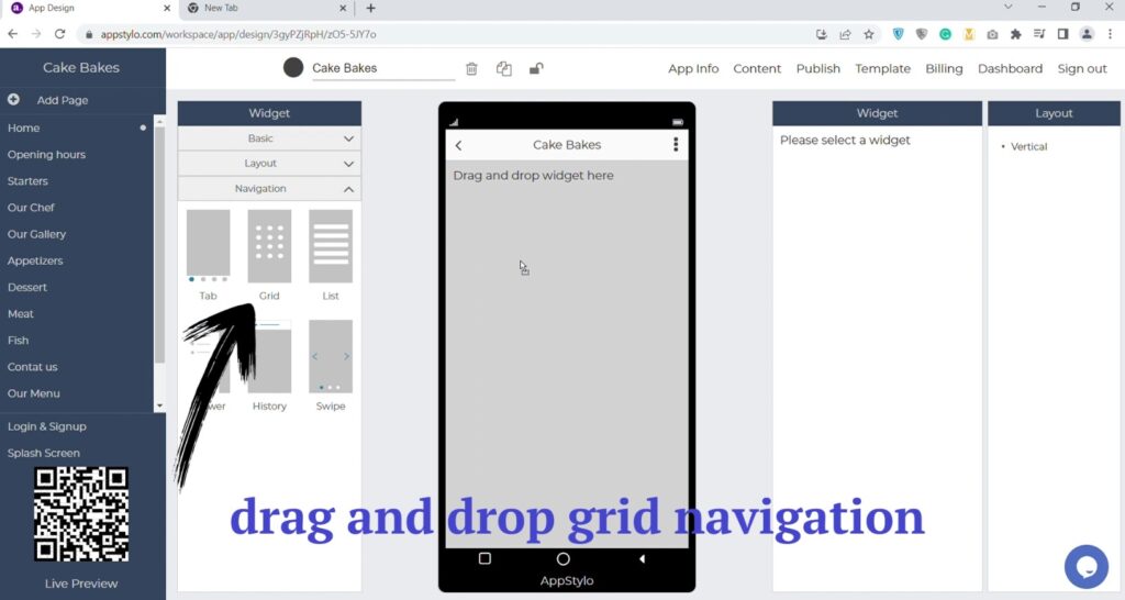 drag and drop grid navigation