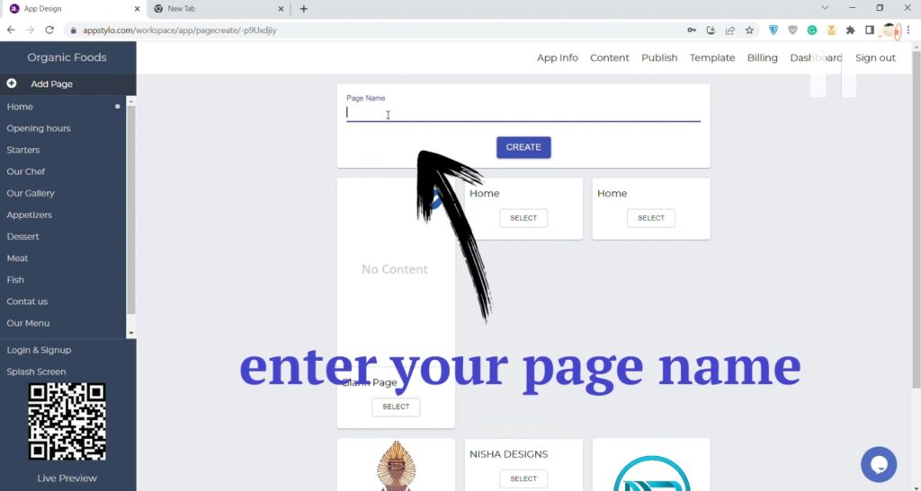 enter your page name